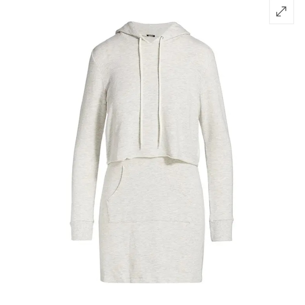 NWOT Monrow Supersoft Double Layer Hoody Dress in Ash Gray (Small) - Picture 5 of 16